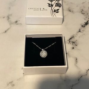 Crystalline Azuria Crystals Solid Silver S925 Disco Ball White Pendant Necklace